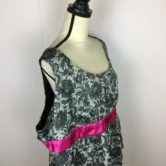 New! Torrid Tank Top Blouse 4X Womans Plus Black White Lace Print Sleeveless - Picture 7 of 14